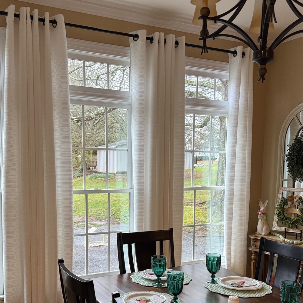 Studio 1012 New York White Grommet-Top Window Drapery Panels - textured fabric